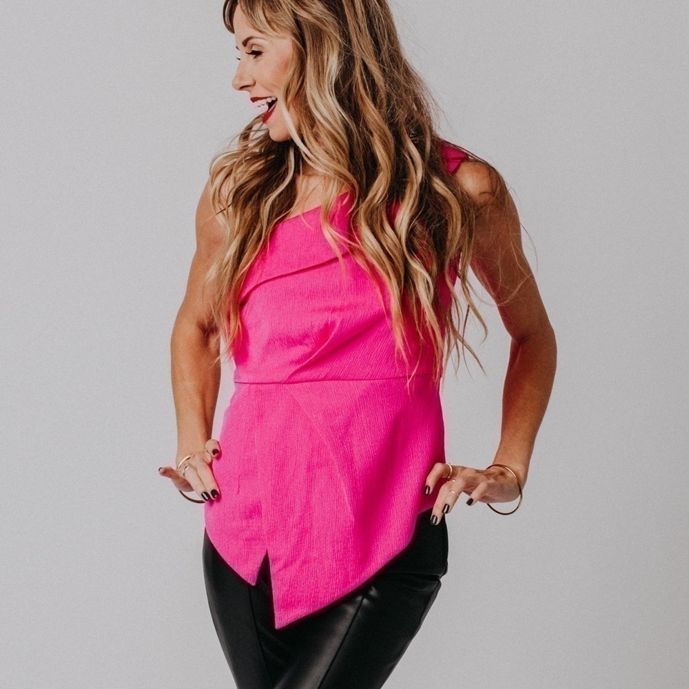 My Kim vibrant pink one shoulder super cool top, NEW